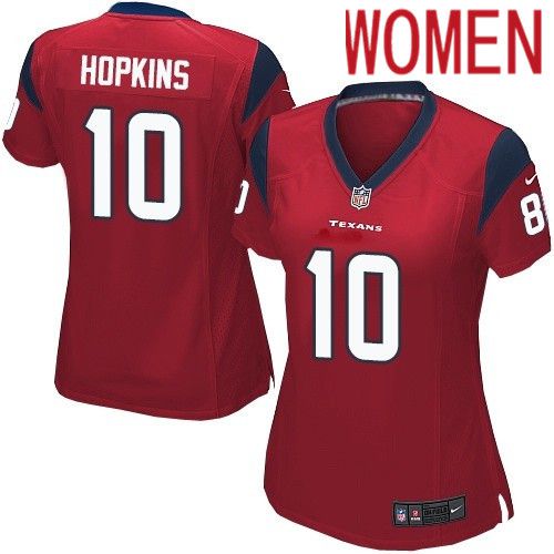 Women Houston Texans #10 DeAndre Hopkins Red Nike Player Game NFL Jersey->women nfl jersey->Women Jersey
